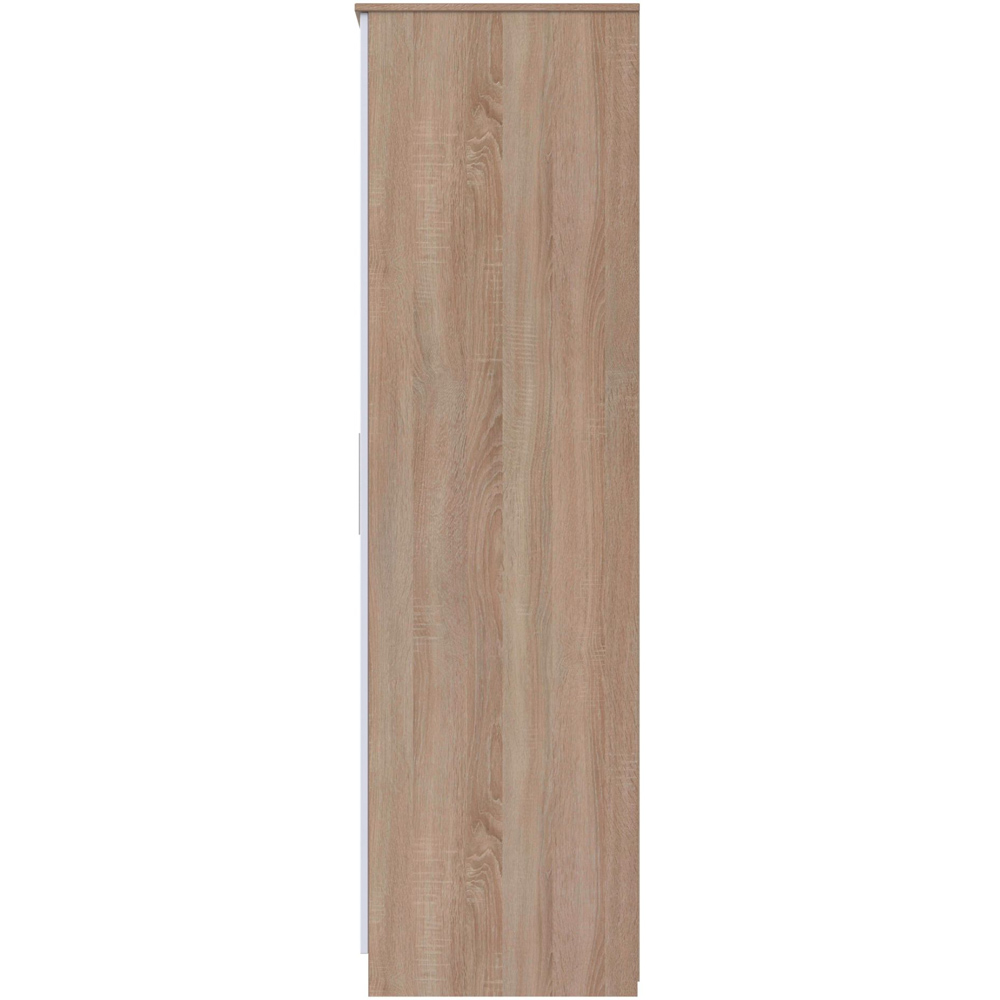 Crowndale Contrast 3 Door White and Bardolino Oak Tall Mirrored Wardrobe Ready Assembled Image 4