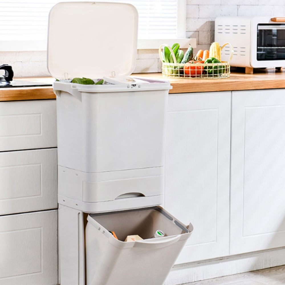 Living and Home White Recycling Pedal Bin 42L Image 5