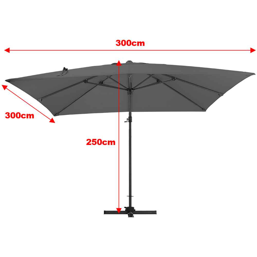 Living and Home Dark Grey Square Rotatable Cantilever Parasol with Fan Shaped Base 3m Image 8