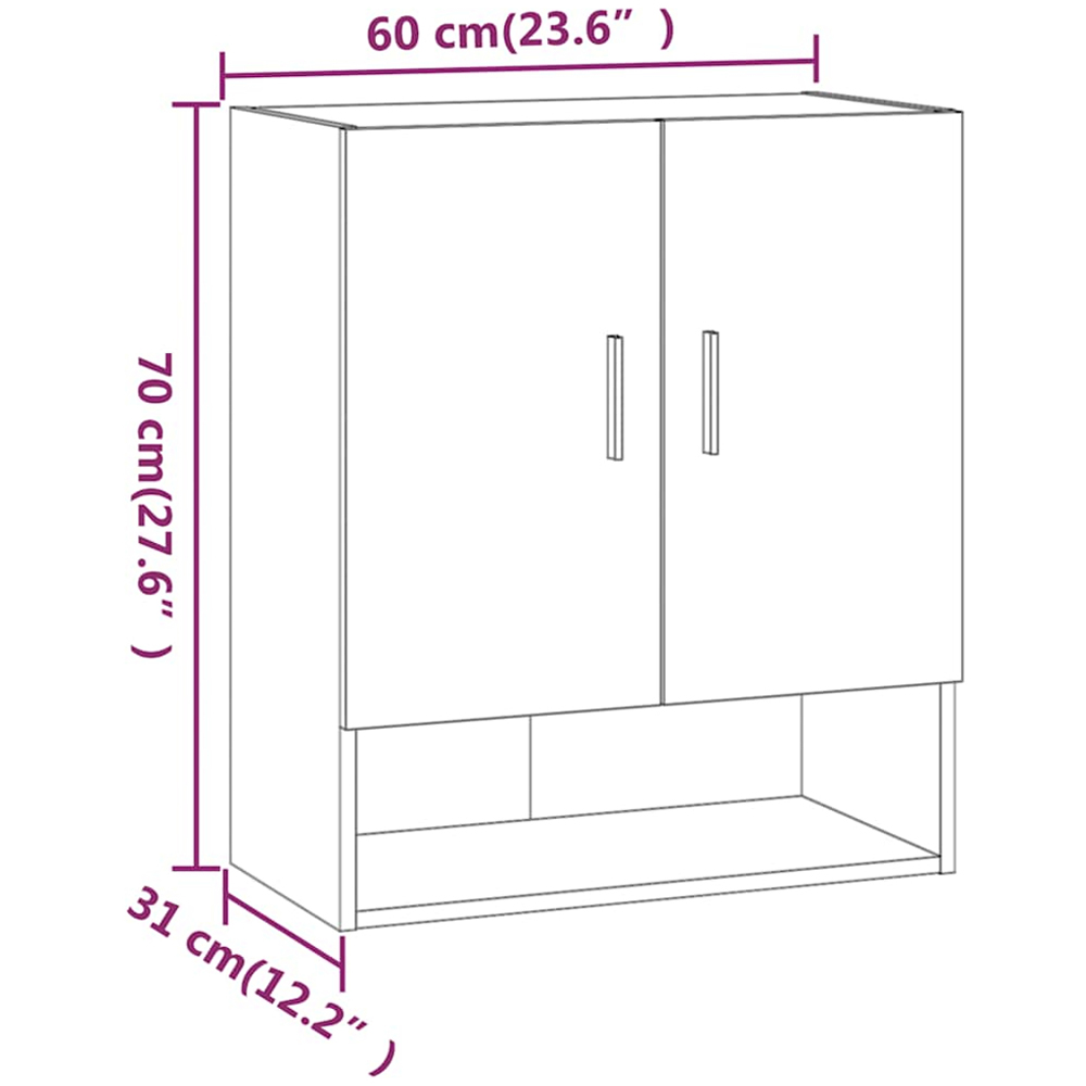 vidaXL 2 Door Single Shelf Concrete Grey Wall cabinet Image 7