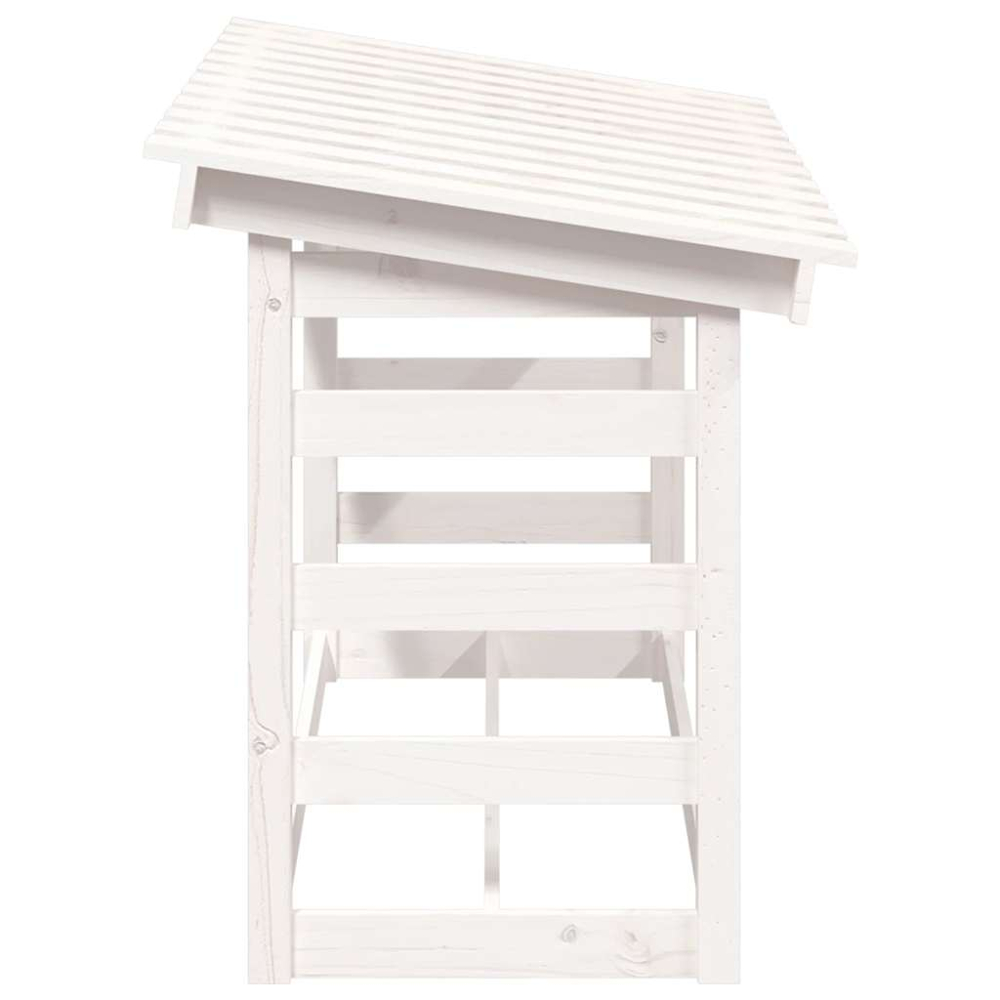 vidaXL White Pine Wood Firewood Log Holder 78 x 108 x 64.5cm Image 5