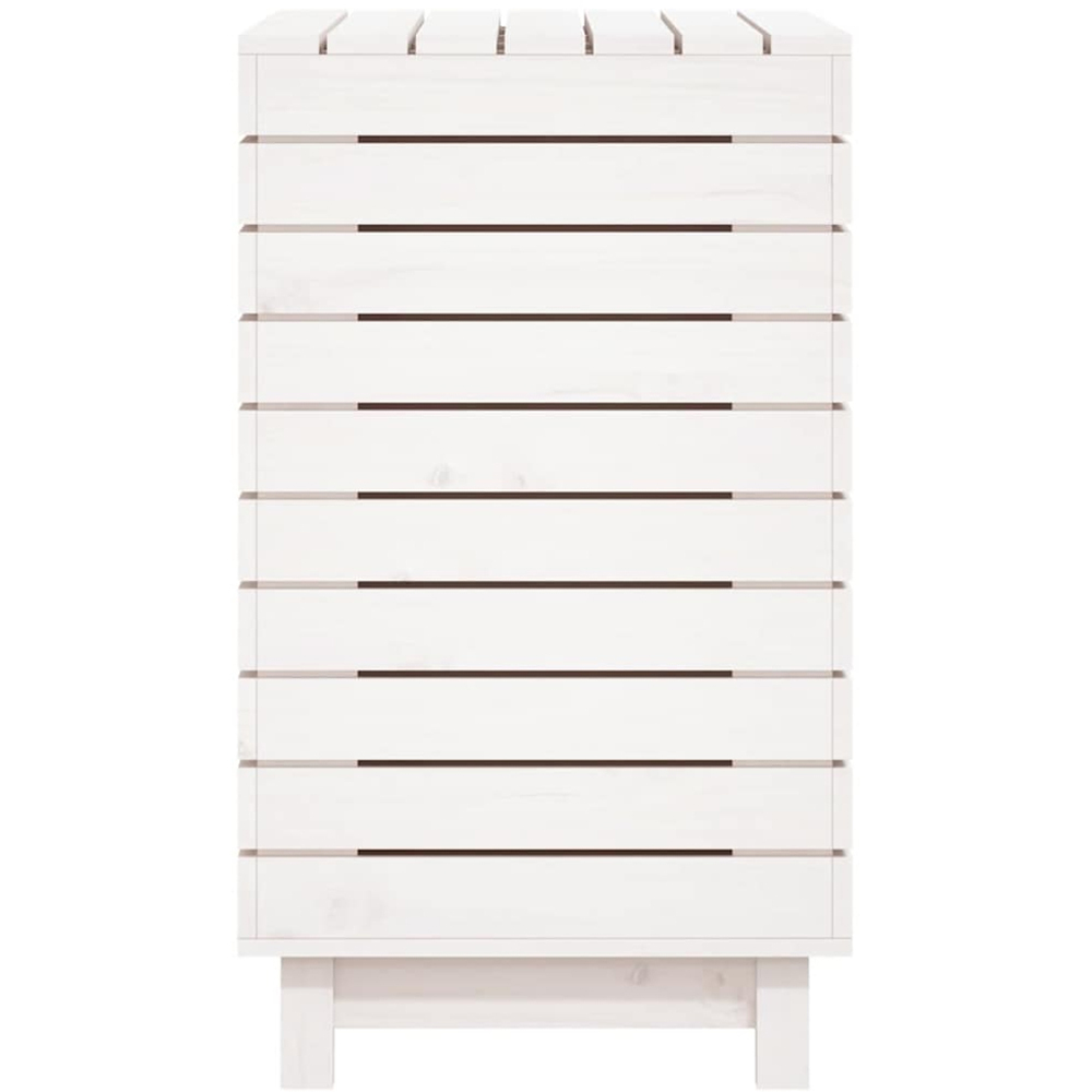 vidaXL White Solid Pine Wood Laundry Basket 88.5 x 44 x 76cm Image 5