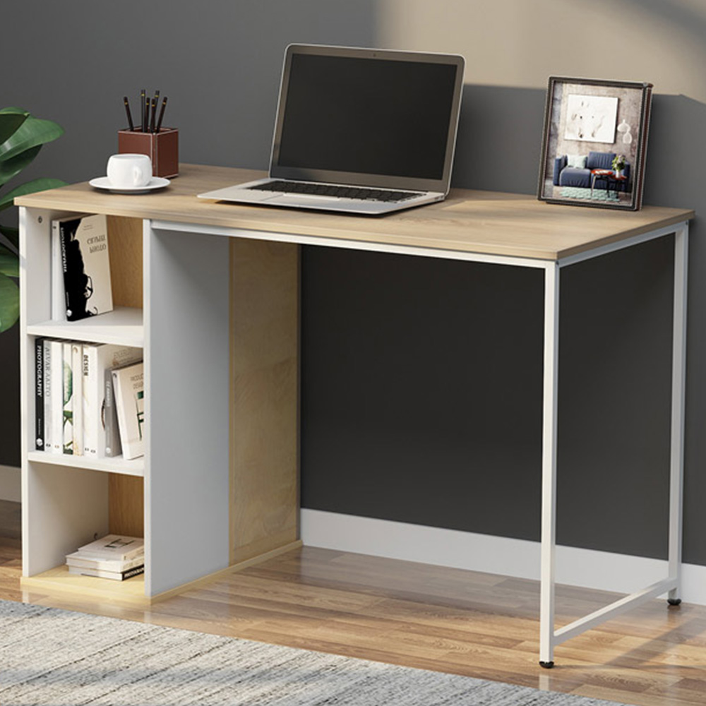 Portland Office Computer Desk Oak Effect Image 1