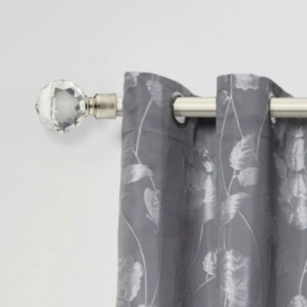 New Edge Blinds Cristalla 160-300cm Extendable Brushed Silver Eyelet Curtain Pole Set Image 2