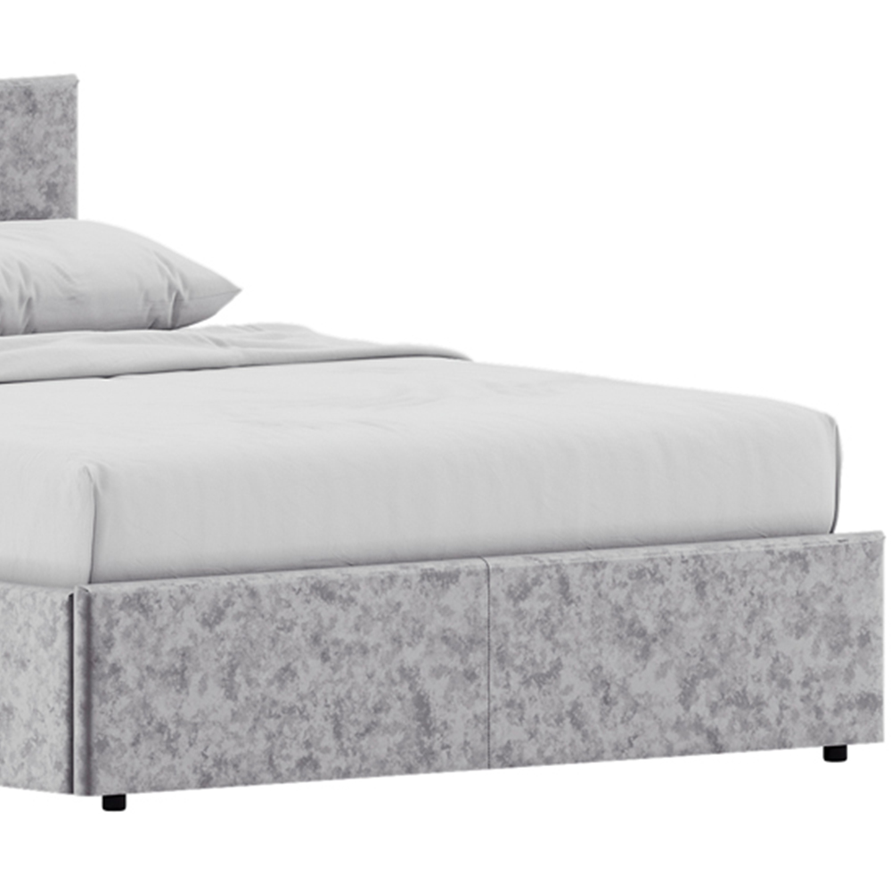 Vida Designs Veronica Double Silver Velvet Ottoman Bed Image 4
