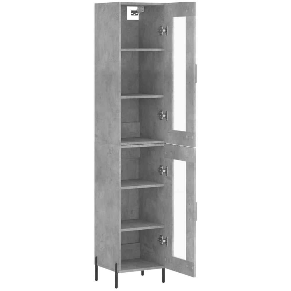vidaXL 2 Glass Door Concrete Grey Highboard Image 4