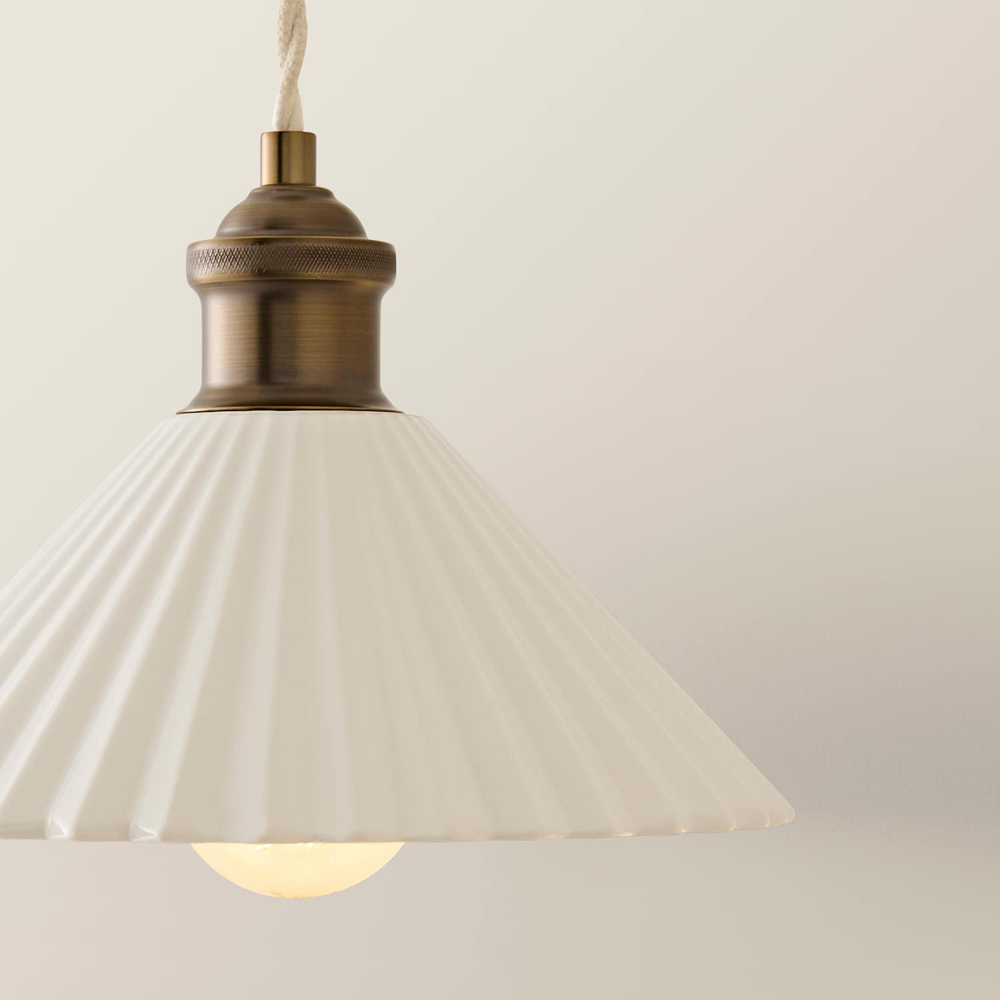 ValueLights Burford White Ribbed Ceramic Shade Adjustable LED Wall Light with Bulb Image 3