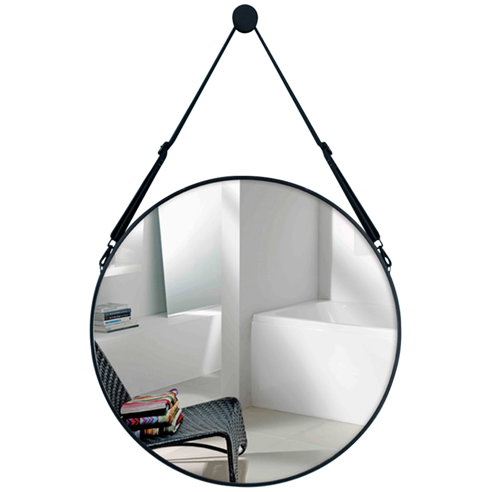 Living and Home Retro Round Hanging Mirror with Strap Image 3
