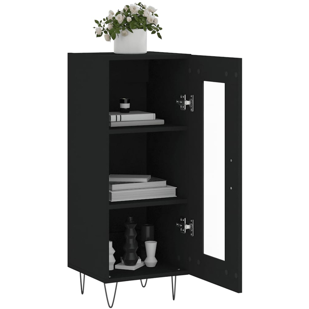 vidaXL Single Glass Door 3 Shelf Black Sideboard Image 4