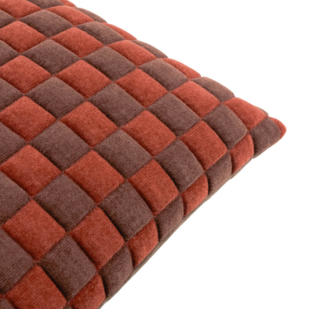 Furn Softie Cinnamon and Chocolate Checkerboard Quilted Reversible Cushion 50 x 50cm Image 3