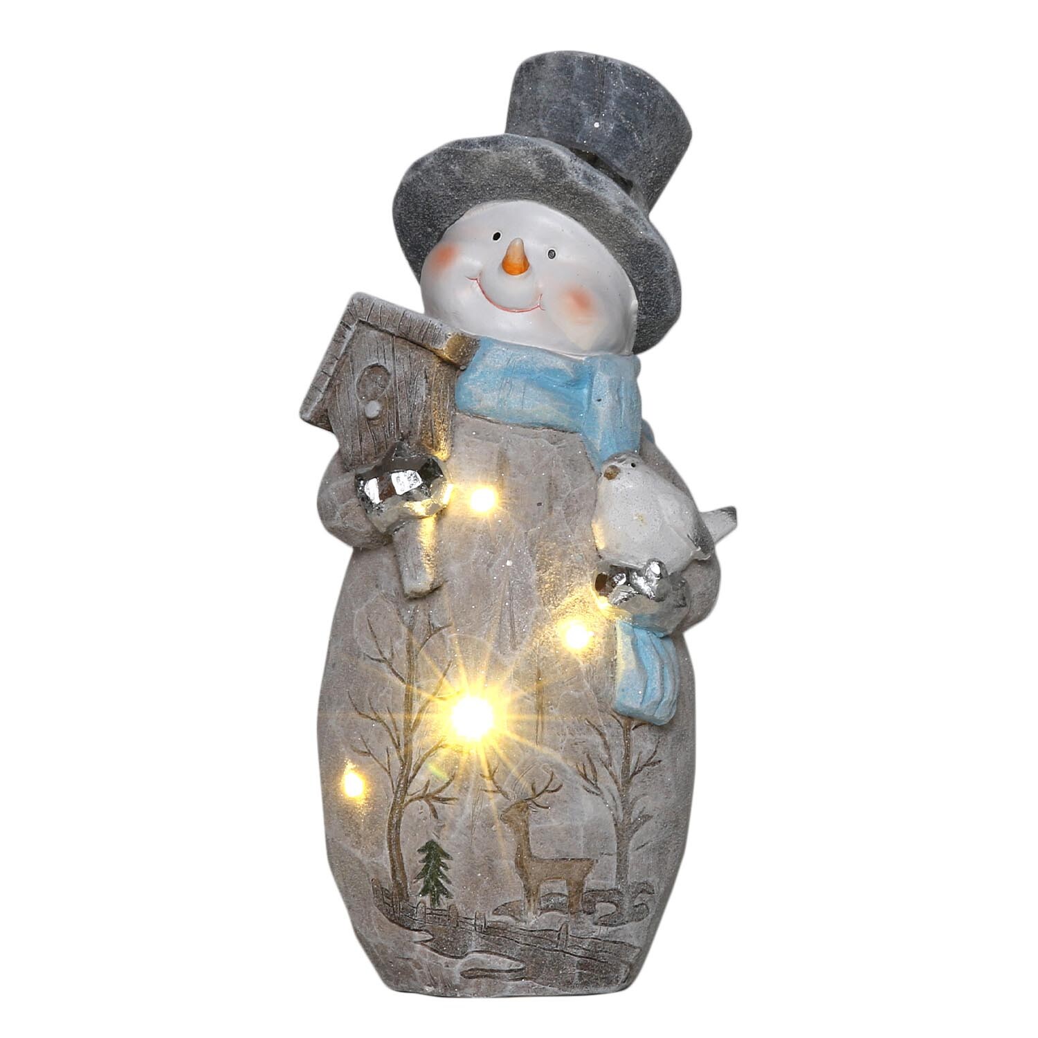 Alpine Lodge Snowman with LED Light Christmas Ornament Image 2
