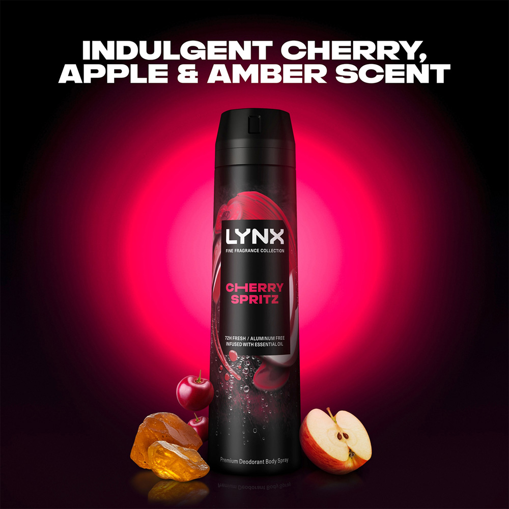Lynx Fine Fragrance Collection Cherry Spritz Deodorant Body Spray 200ml 6 Pack Image 7