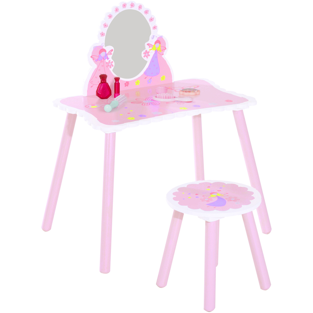 Playful Haven Kids Pink Dressing Table Set with Mirror Image 2