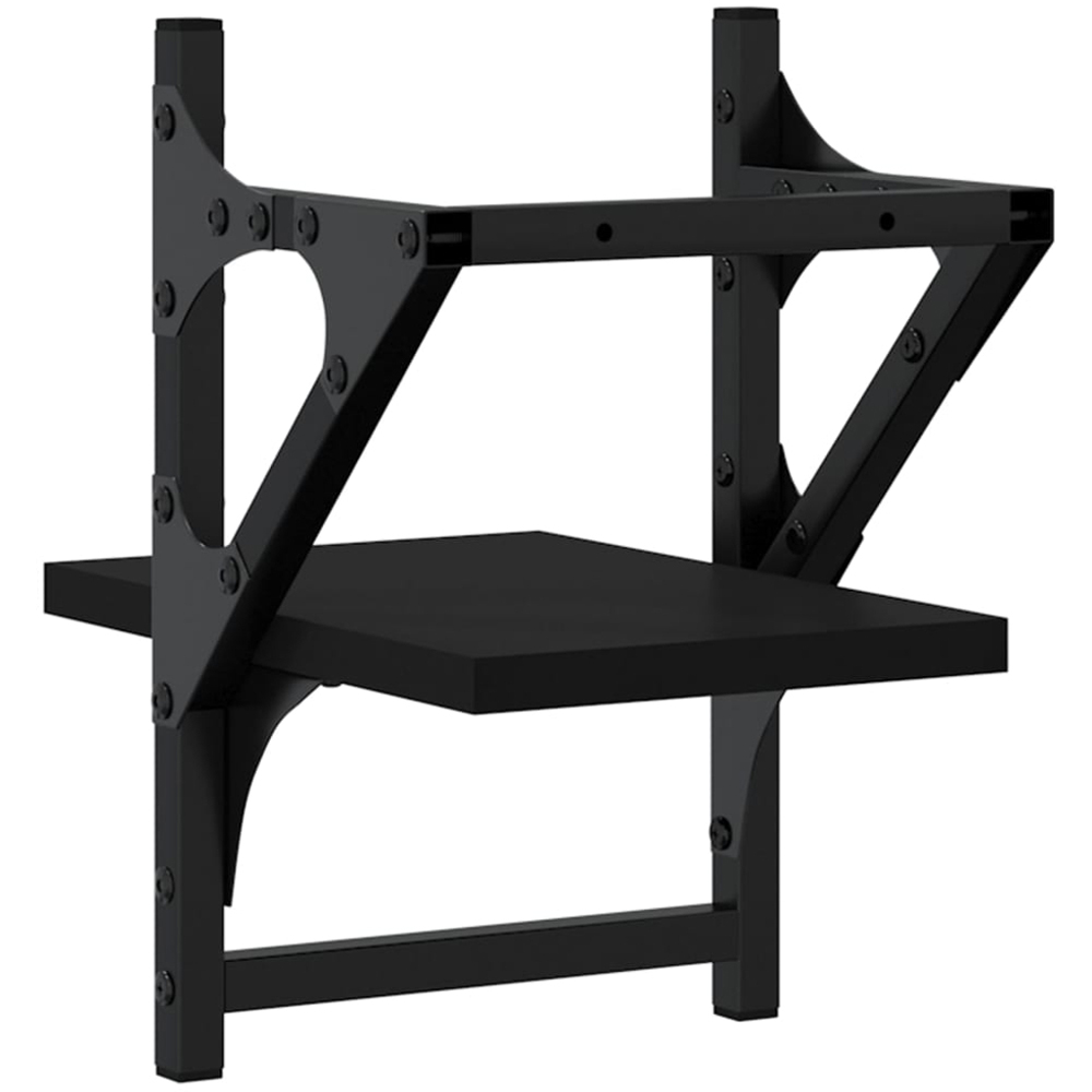vidaXL 20cm Set of 2 Black Floating Wall Shelf with Bar Image 6