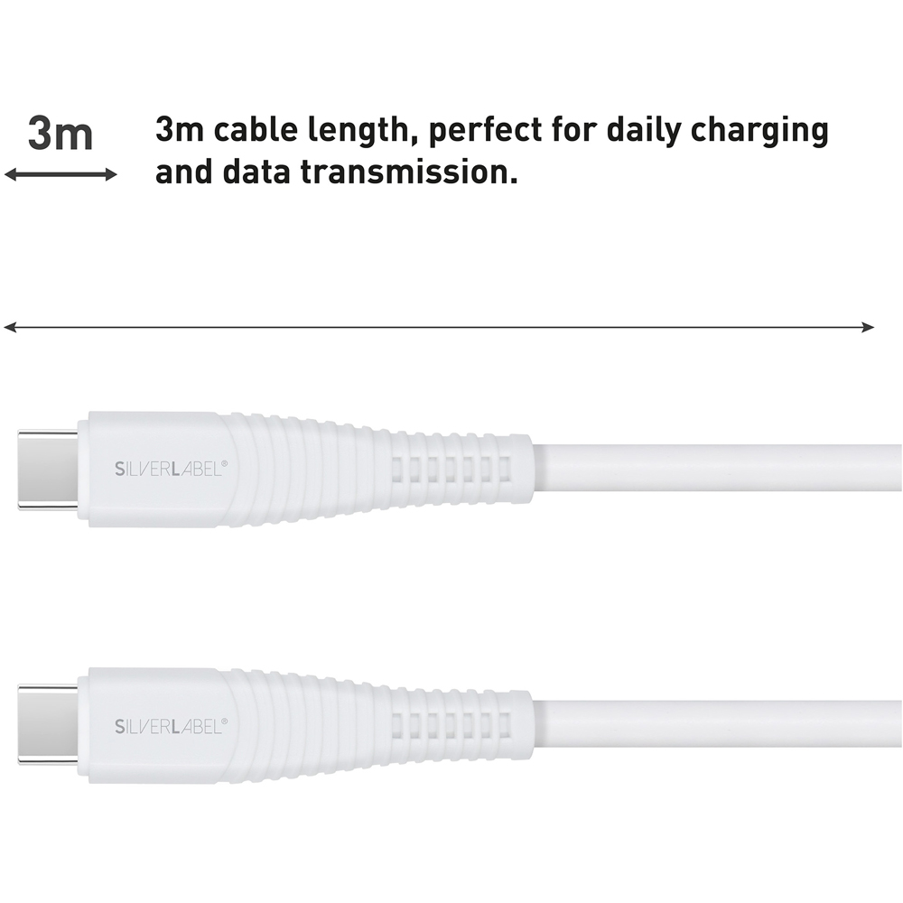 SilverLabel White USB-C to USB-C Cable 3m Image 3