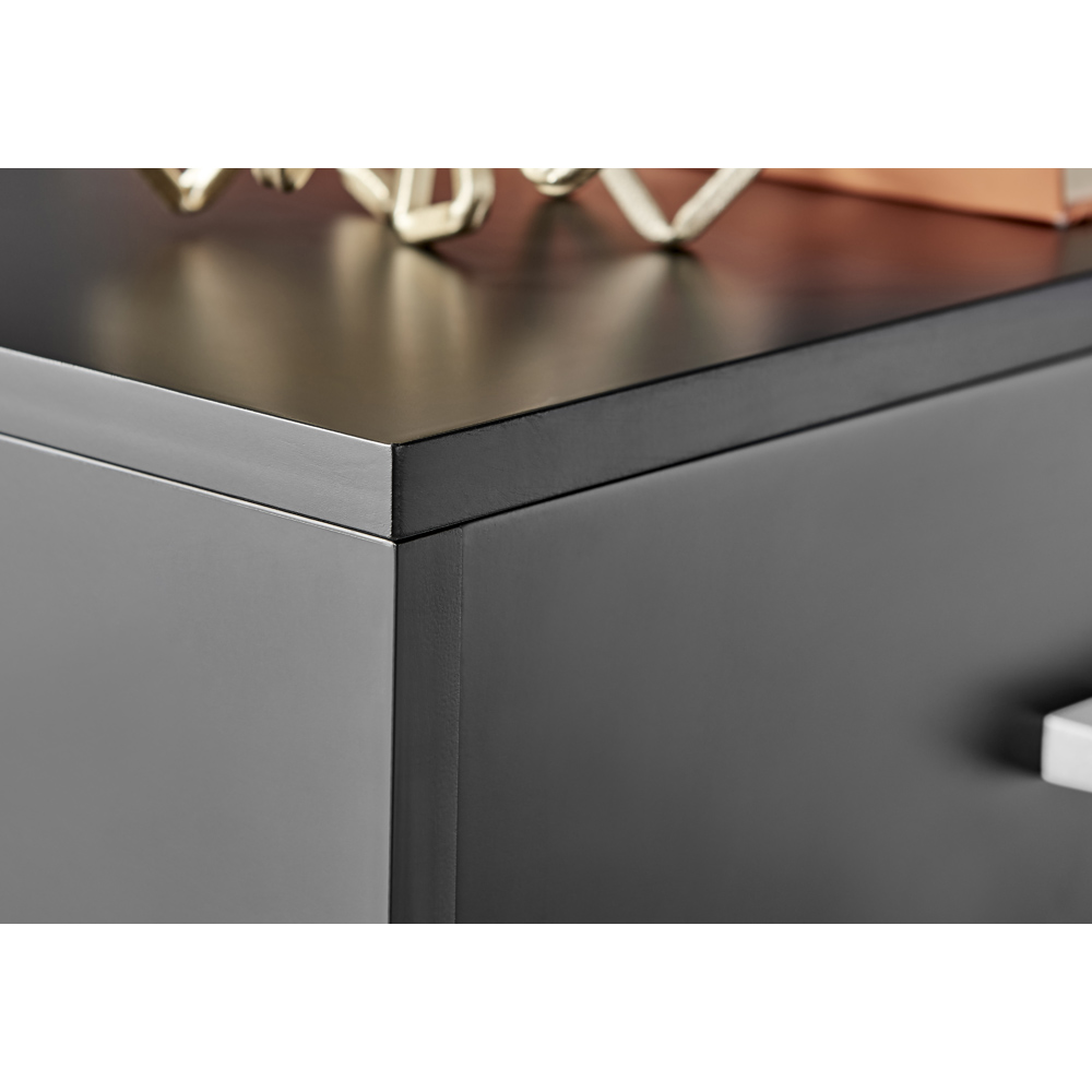 Furniturebox Tyler Single Drawer Black and Silver Small Bedside Table Image 3