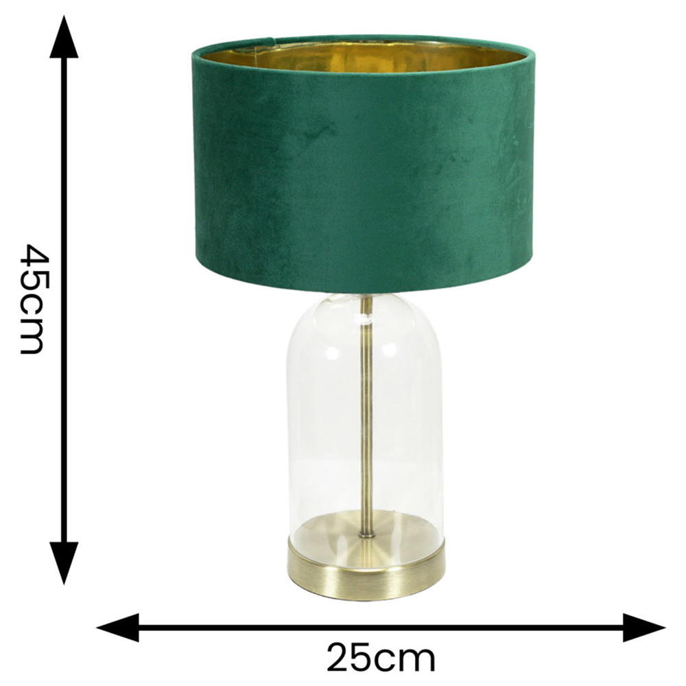 ValueLights Jessy Gold Glass LED Table Lamp with Forest Green and Gold Velvet Lamp Shade Image 4