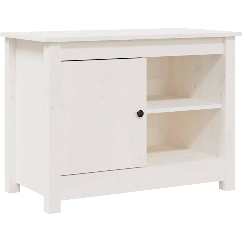 vidaXL Single Door 2 Shelf White Solid Pine Wood TV Cabinet Image 2