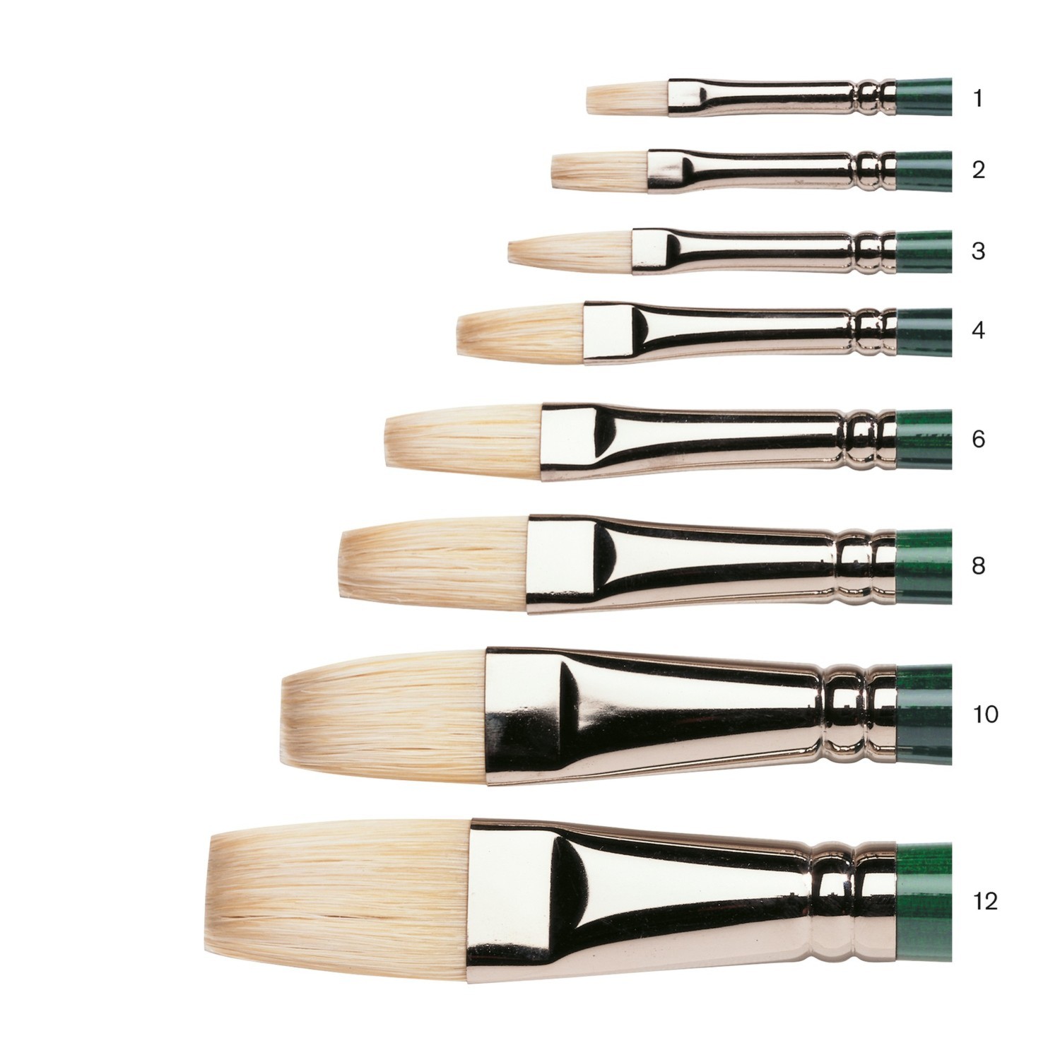 Winsor and Newton Winton Flat Long Handled Hog Brushes - No. 6 Image 1