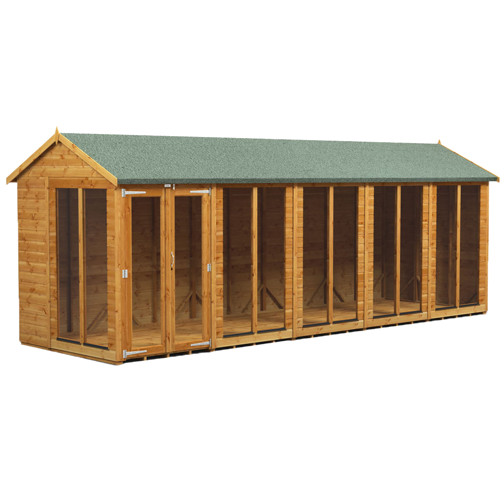 Power Sheds 20 x 6ft Double Door Apex Traditional Summerhouse Image 1
