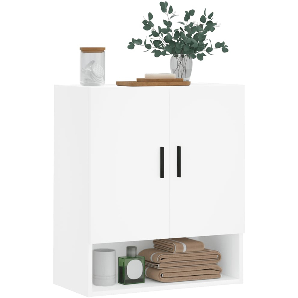 vidaXL 2 Door Single Shelf White Wall Cabinet Image 3