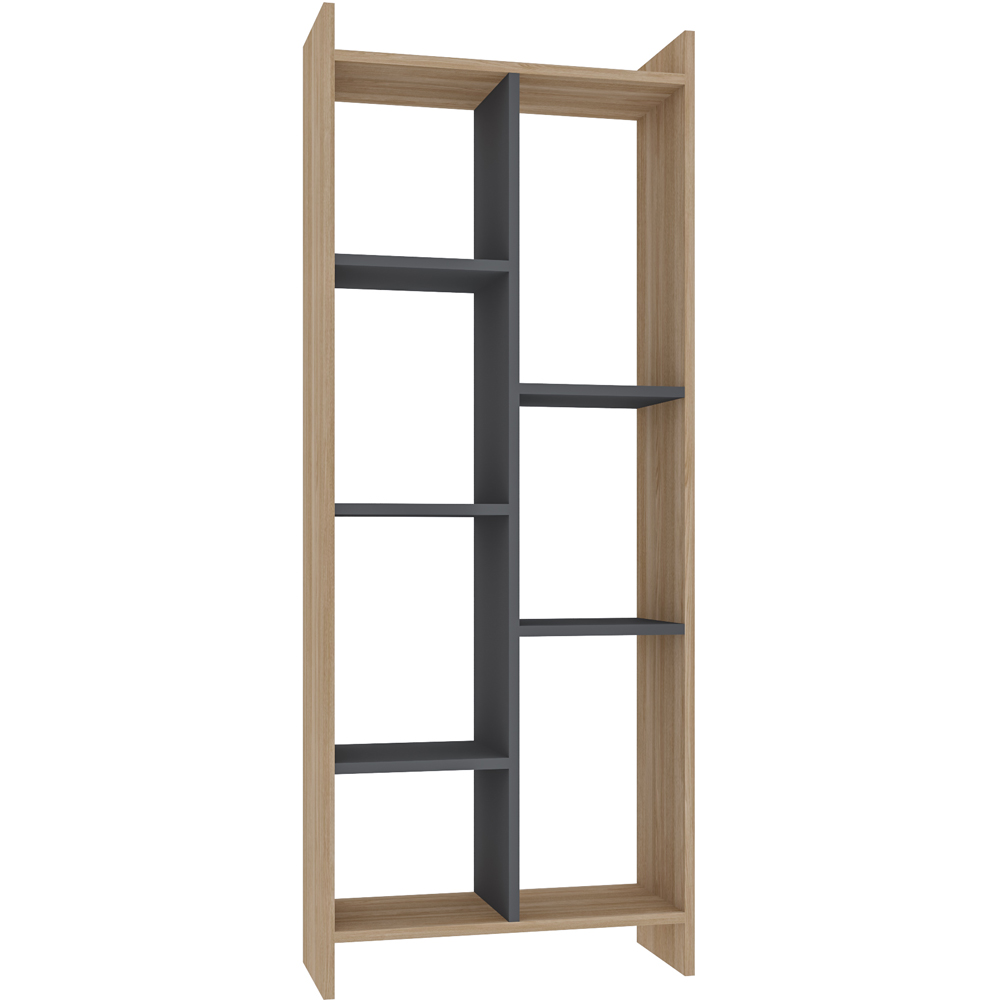 Decorotika Eden 7 Shelf Oak and Anthracite Freestanding Bookcase Image 2
