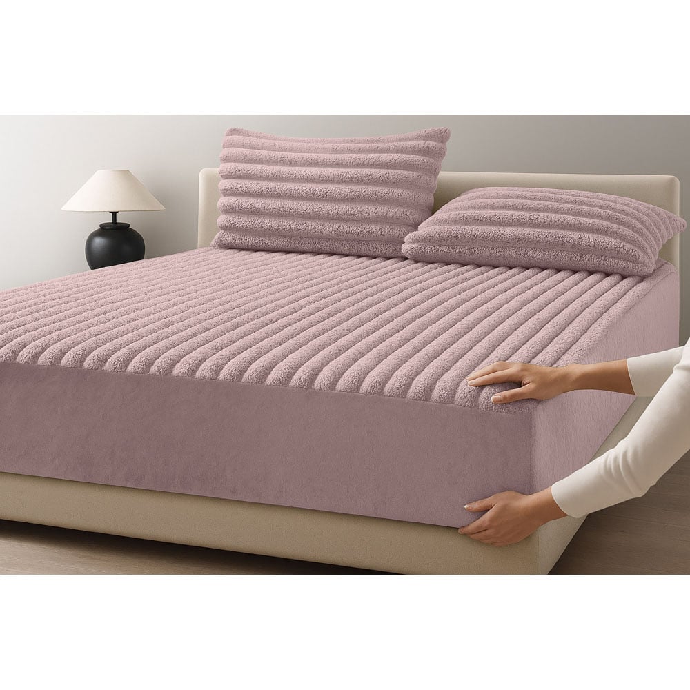 Velosso Double Blush Jumbo Cord Fitted Bed Sheet Image 2