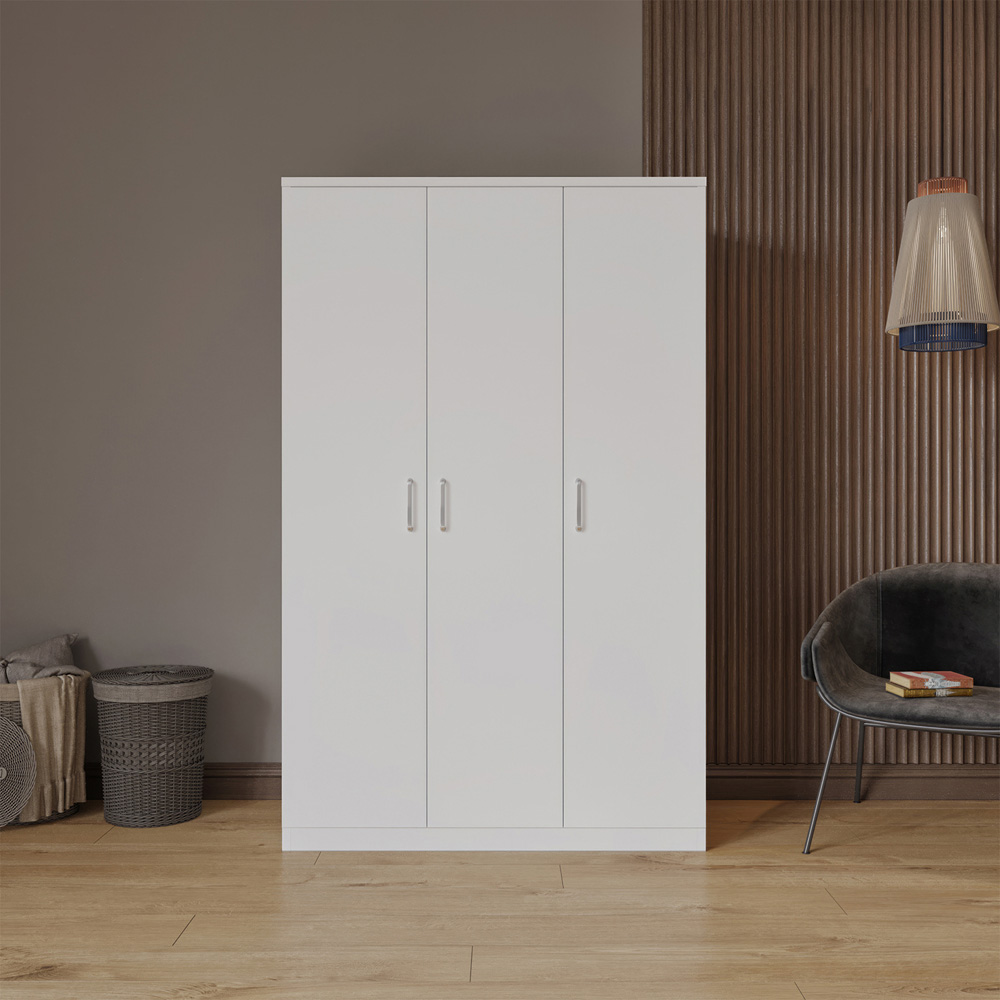 Seconique Dakota 3 Door White Wardrobe Image 7