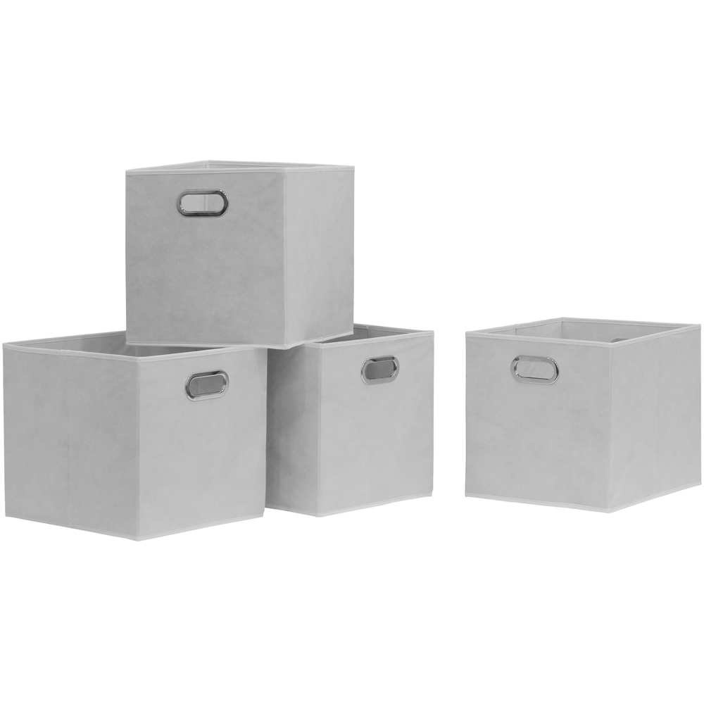 Home Source White Fabric Large Storage Box 4 Pack Image 1