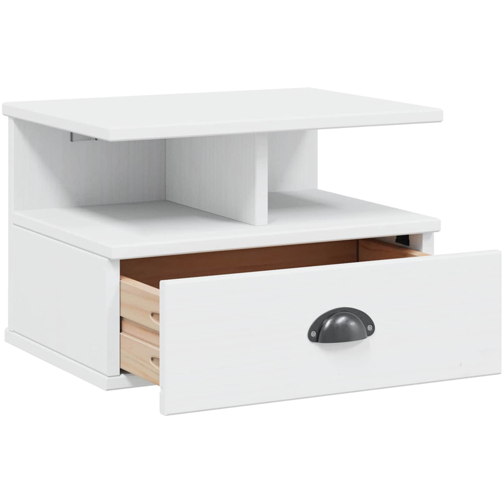 vidaXL Single Drawer 2 Shelf White Wall Mounted Bedside Cabinet Image 4