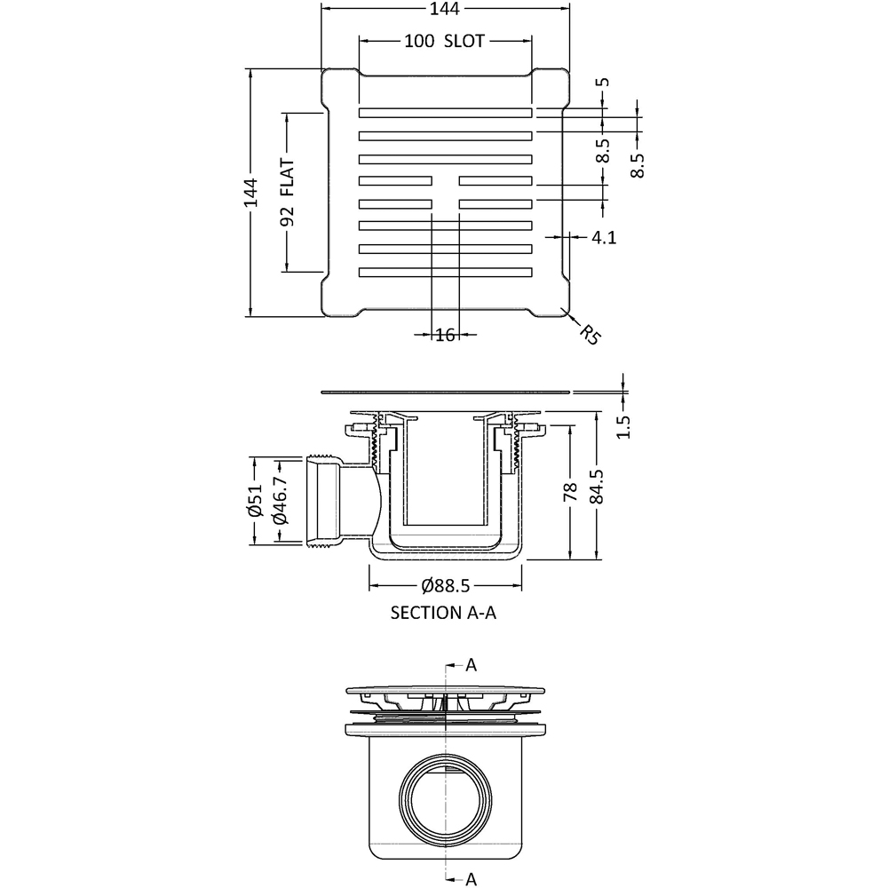 nuie Matt White Square Shower Waste Top Image 2