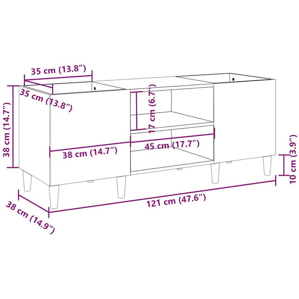 vidaXL 2 Shelf Sonoma Oak Wide Record Cabinet Image 8