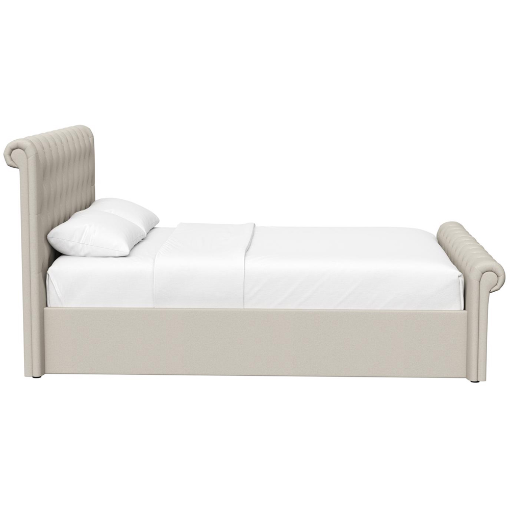 FWStyle Abbey King Size Cream Almond Side Lift Ottoman Bed Frame with Scroll Buttoned Headboard Image 7