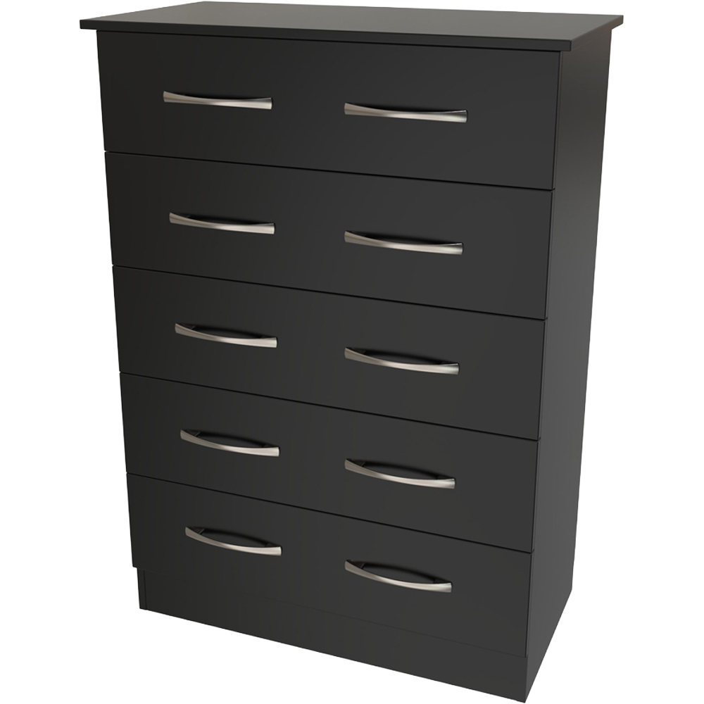 Crowndale Avon 5 Drawer Matt Black Chest of Drawers Ready Assembled Image 4