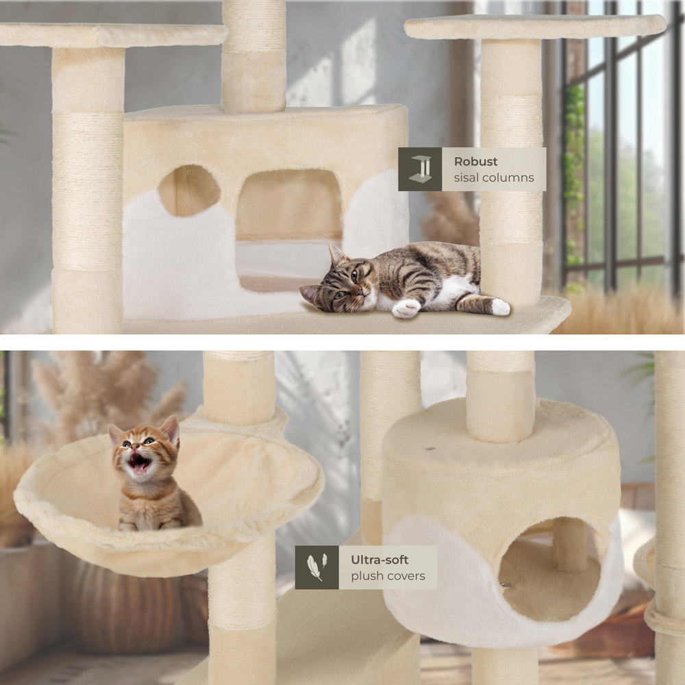 tectake Fippi Beige and White Cat Tree with Scratching Posts 201cm Image 5