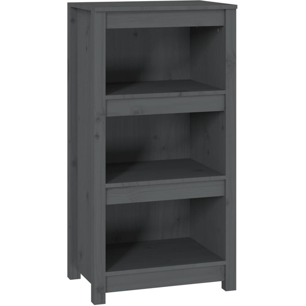 vidaXL 3 Shelf Grey Solid Pine Wood Bookcase Image 2