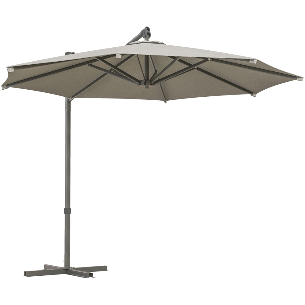 Outsunny Light Grey Crank and Tilt Cantilever Banana Parasol with Cross Base 3m Image 1