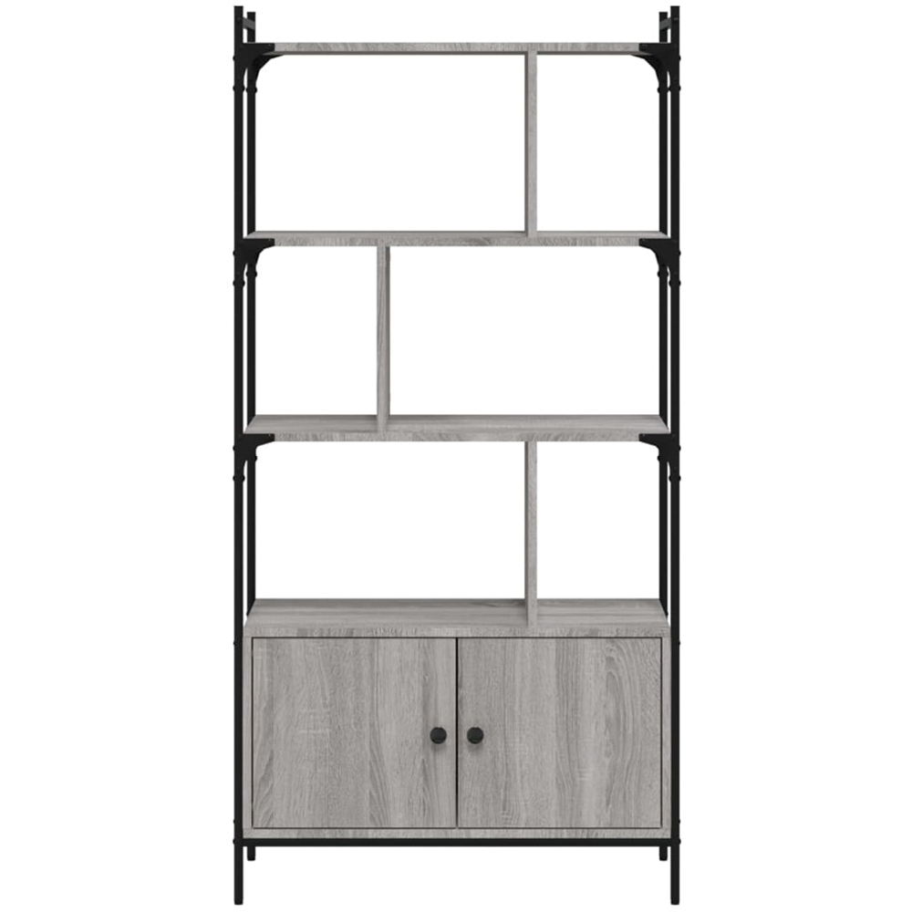 vidaXL 2 Door 6 Shelf Grey Sonoma Bookcase Image 5
