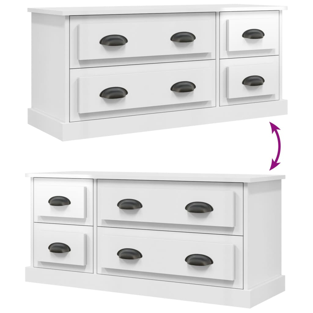 vidaXL 4 Drawer High Gloss White TV Cabinet Image 8