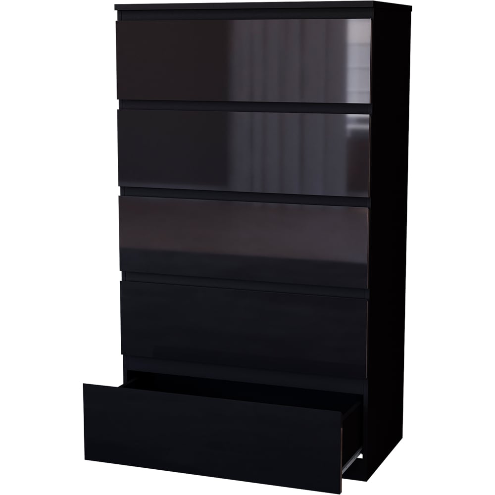 Vida Designs Glinton 5 Drawer Black Chest of Drawers Image 2