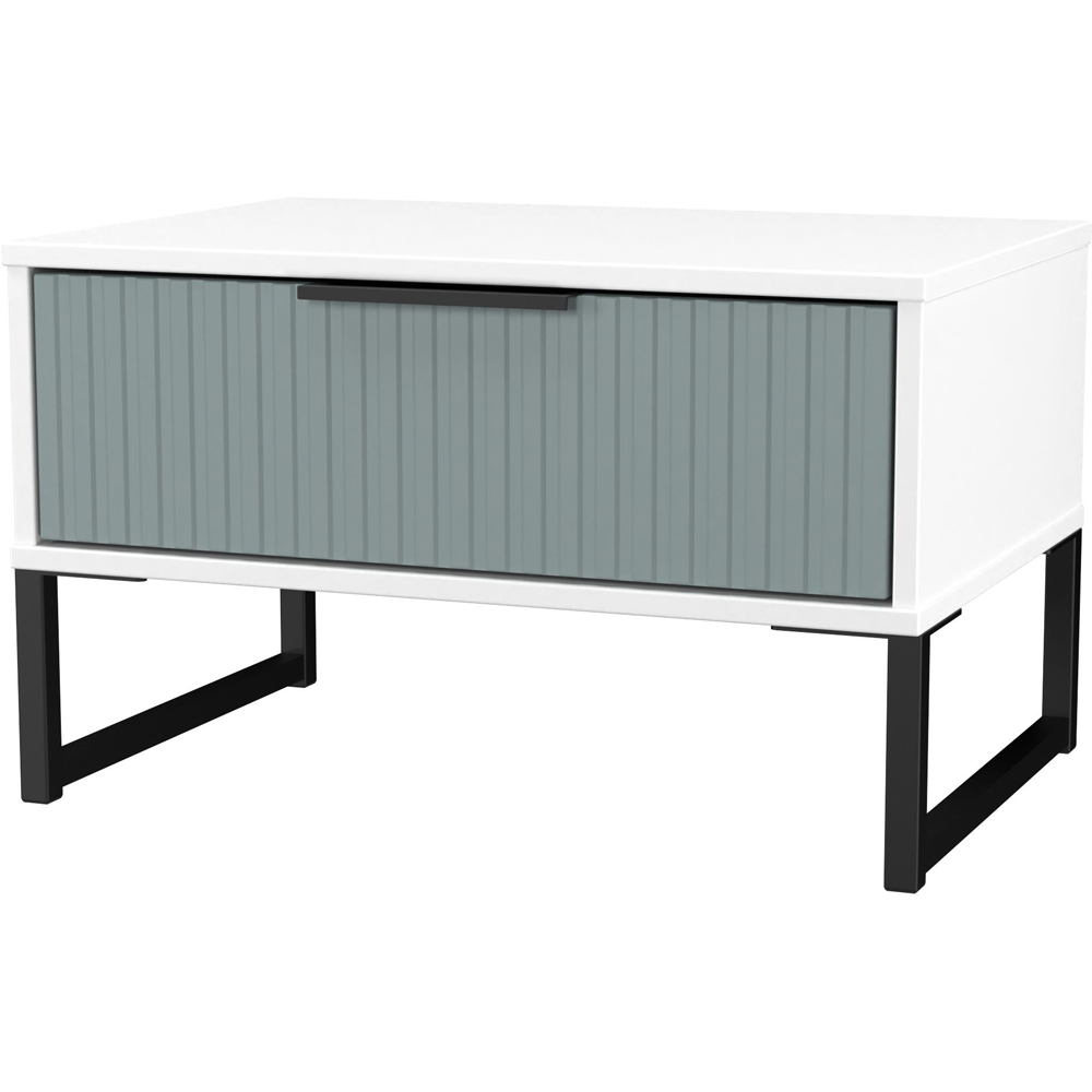 Crowndale Fluted Single Drawer Duck and White Matt Wide Side Table Ready Assembled Image 4