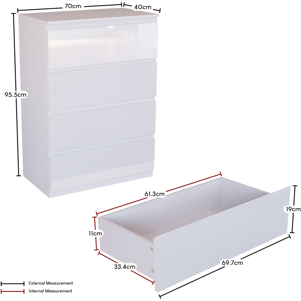 Vida Designs Glinton 4 Drawer White Chest of Drawers Image 8