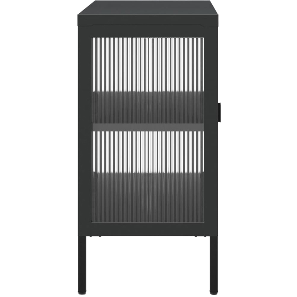 vidaXL 3 Fluted Glass Door Black Modern Sideboard Image 6