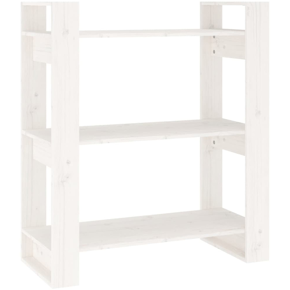 vidaXL 3 Shelf White Solid Pine Wood Bookcase Image 2