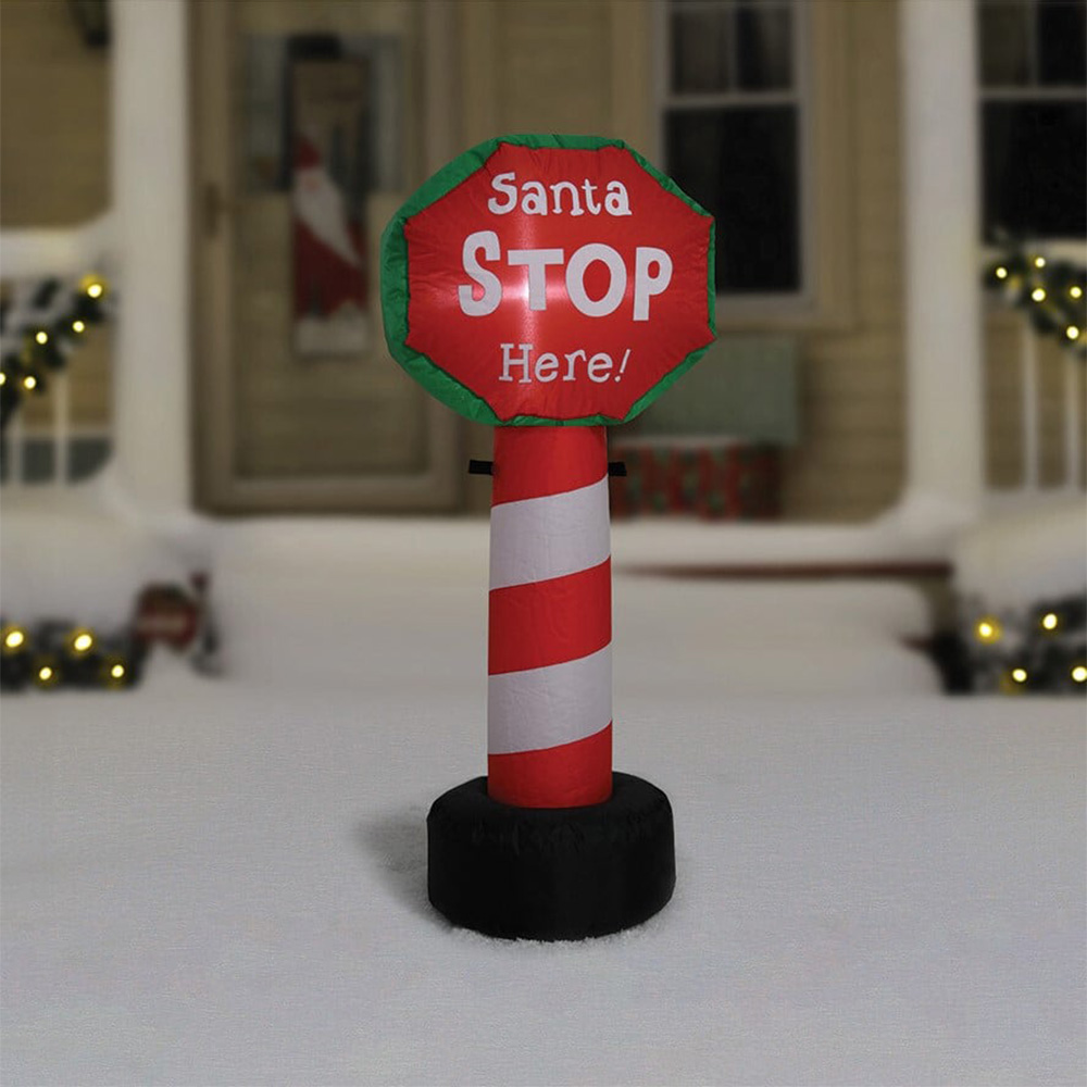 Inflatable Santa Stop Here 3.5ft Image 6
