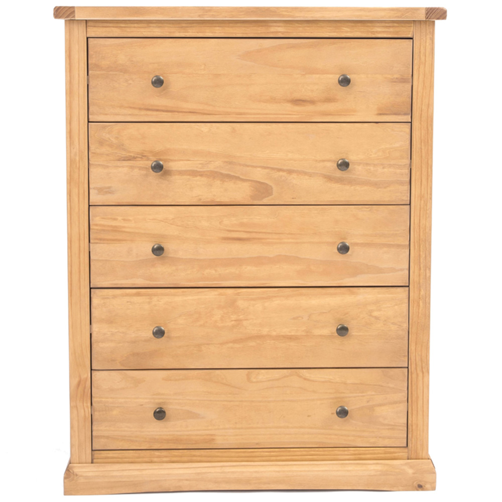 Cabinet Bits Lucca 5 Drawer Brown Brass Knob Chest of Drawers Image 2