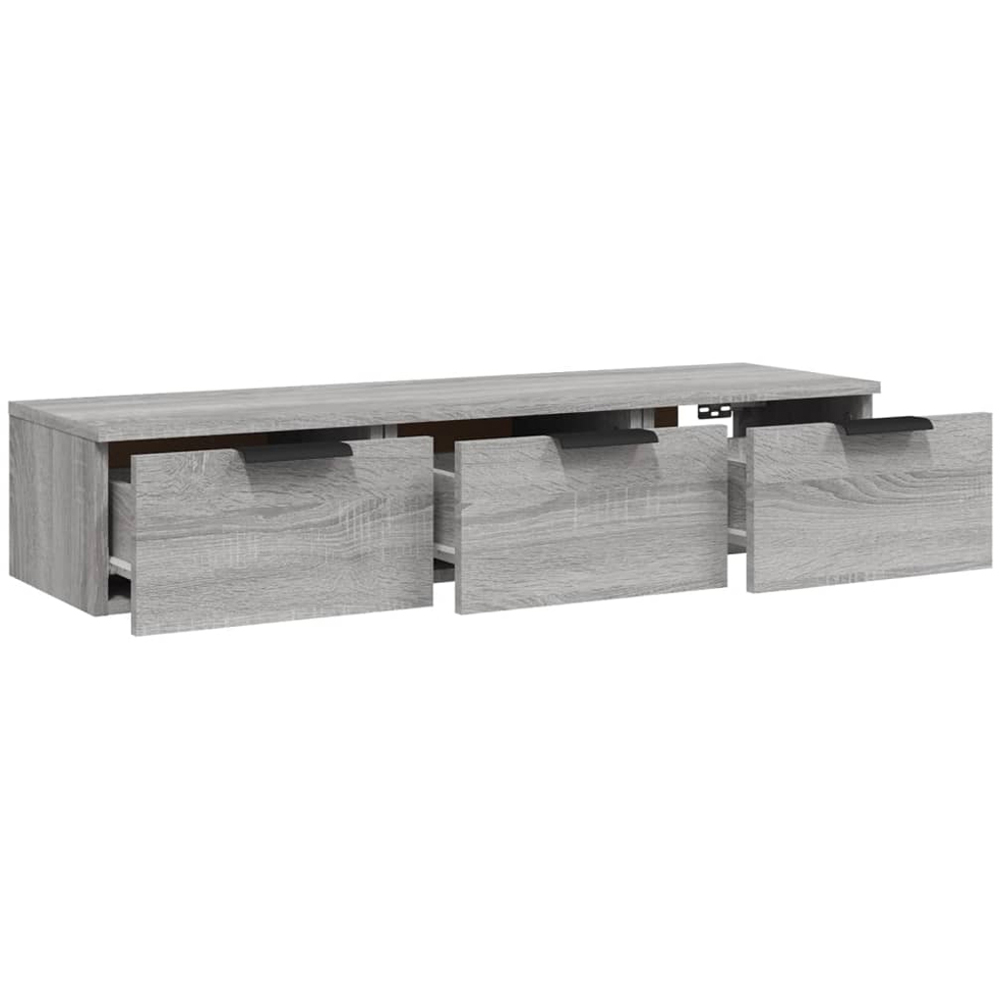 vidaXL 3 Drawer Grey Sonoma Wall Mounted Cabinet Image 5
