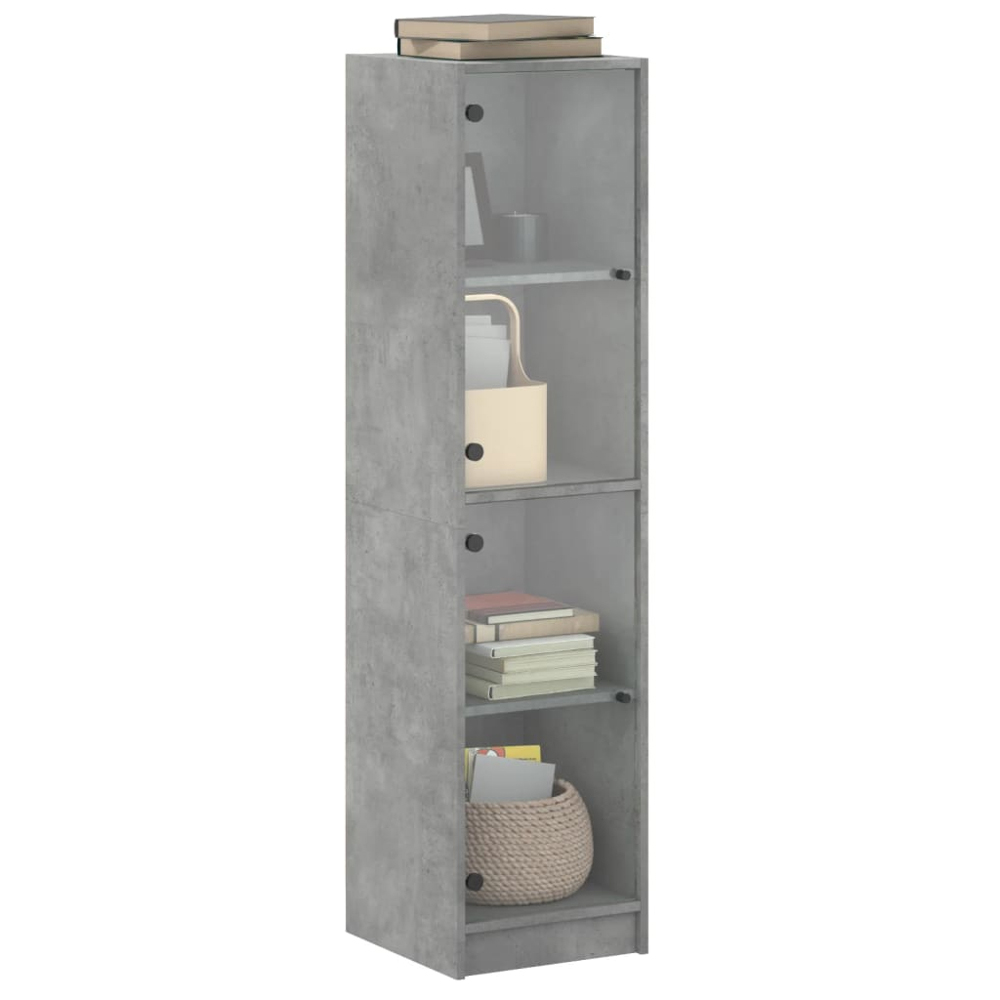 vidaXL 2 Glass Door Concrete Grey Highboard Image 4