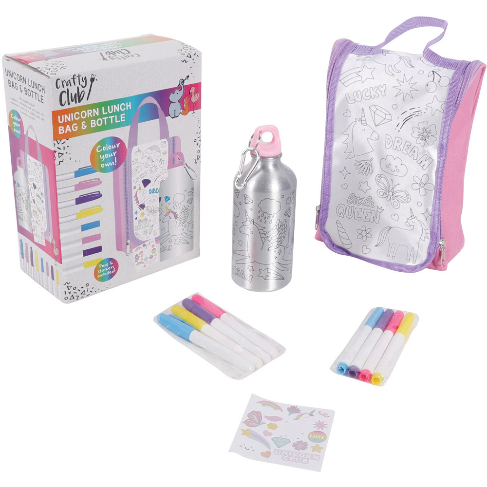 Colour Your Own Lunch Bag and Bottle Kit - Unicorn Image