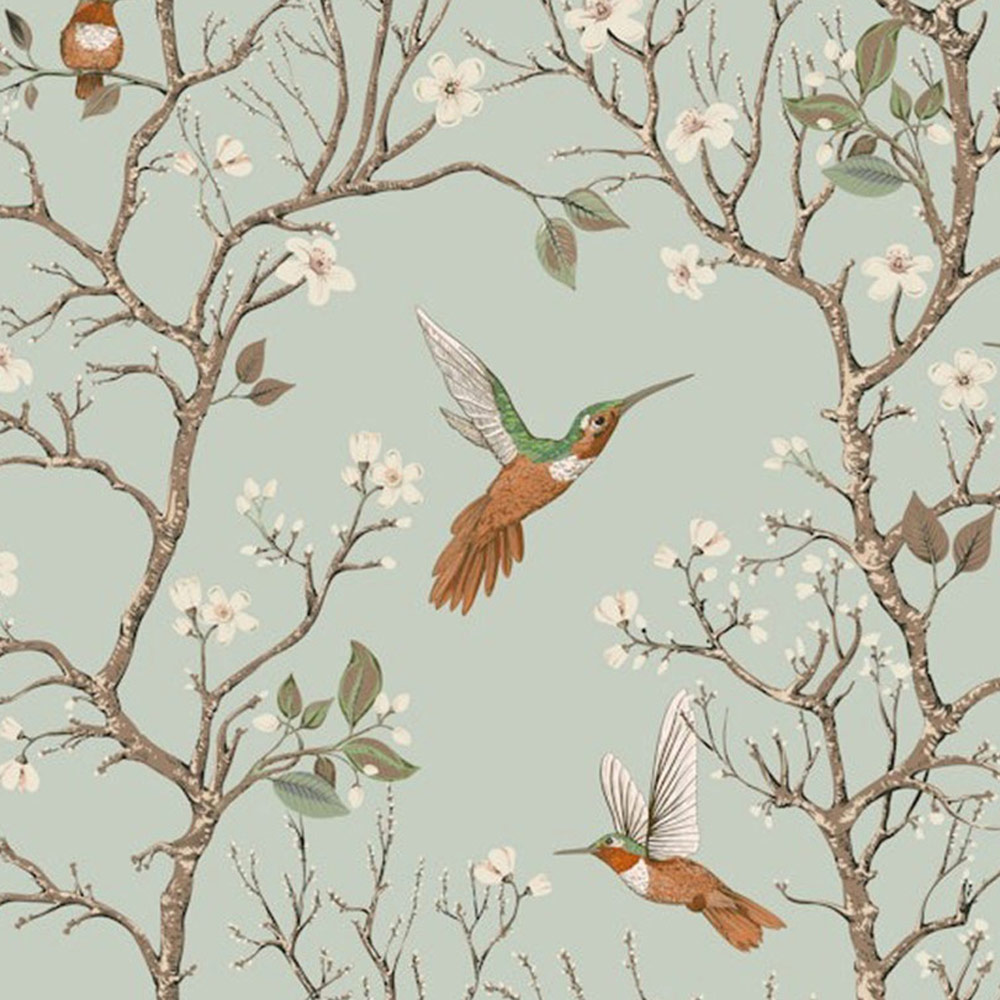 Bobbi Beck Eco Luxury Hummingbird Green Wallpaper Image 1